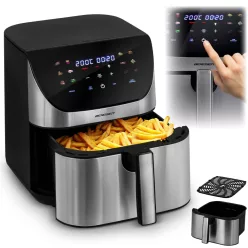   Air Fryer forrólevegős sütő, Berdsen BD-659, 8 l, ezüst/fekete, olaj nélküli sütés, érintőkijelzős, 12 programos, emlékeztető ételfordításra, 1700 W