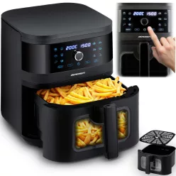   Air Fryer forrólevegős sütő, Berdsen BD-661, 8 l, fekete, olaj nélküli sütés, érintőkijelzős, 12 programos, ablakos kosár, LED világítás, 1700 W