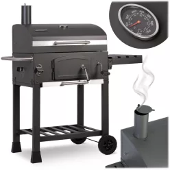   Faszenes grill, Berdsen BD-891, fekete, acél, 122 x 109,5 x 48 cm, kétrészes öntöttvas rács: 57 x 43 cm, kerekek