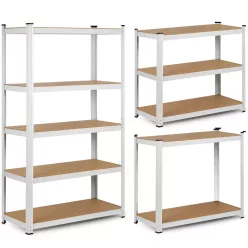   Műhelypolc, Humberg 4841, fehér, 150 x 75 x 30 cm, 5 polcos, acél, MDF polclapok, állítható polcmagasság, teherbírás: 125 kg/polc