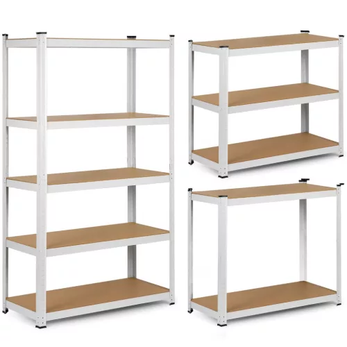 Műhelypolc, Humberg 4841, fehér, 150 x 75 x 30 cm, 5 polcos, acél, MDF polclapok, állítható polcmagasság, teherbírás: 125 kg/polc