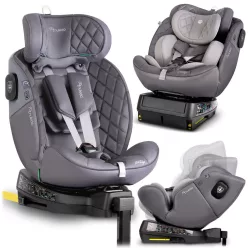   Autósülés, Nukido Prestige Line, világosszürke, 0–36 kg / 40-150 cm, Isofix, i-Size (ECE R129), 12 fokozatú fejtámla, 5 fokozatú döntés, csecsemőbetét, 360°-ban forgatható