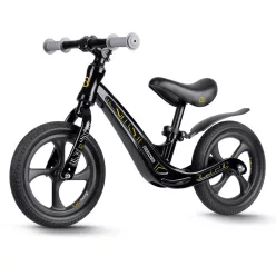   Kétkerekű futóbicikli, Ricokids Funnu, fekete, magnézium váz, EVA habkerekek 29 cm, állítható ülésmagasság 35-42 cm, gumírozott markolatok ütközőkkel, könnyű (TE760500)