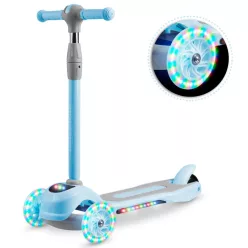  Háromkerekű roller, Ricokids Piko, kék, LED világítás a kerekekben és a fellépőben, állítható magasságú kormány, balanszos irányítás, EN 71, max. 35 kg