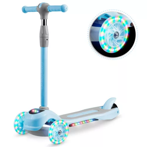 Háromkerekű roller, Ricokids Piko, kék, LED világítás a kerekekben és a fellépőben, állítható magasságú kormány, balanszos irányítás, EN 71, max. 35 kg