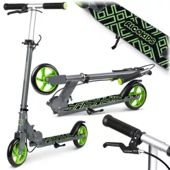   Gyerek roller, Ricokids Kodi, zöld, 14,5 cm PU kerekek, összecsukható, állítható kormány, kézifék és lábfék, ABEC-7 csapágy, 3–8 éveseknek, max. 50 kg