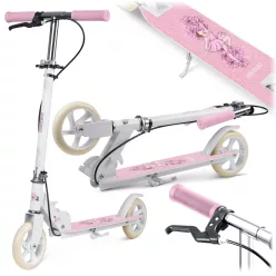   Gyerek roller, Ricokids Kodi, rózsaszín, 14,5 cm PU kerekek, összecsukható, állítható kormány, kézifék és lábfék, ABEC-7 csapágy, 3–8 éveseknek, max. 50 kg