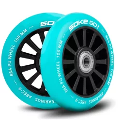   Roller kerék szett, SOKE, türkiz, 10 cm, 2 db, ABEC-9 csapágy, 88A keménységű PU, 0,8 cm tengely