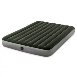   INTEX Queen Dura Beam felfújható vendégágy, 152 x 203 x 25 cm, szürke, plüss felső rész, vízálló, elemes pumpával (64779)