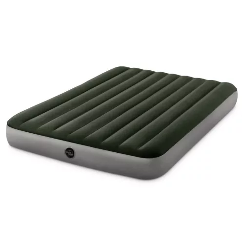 INTEX Queen Dura Beam felfújható vendégágy, 152 x 203 x 25 cm, szürke, plüss felső rész, vízálló, elemes pumpával (64779)