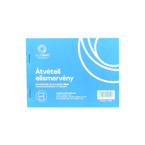 Átvételi elismervény A6, 50x3lapos B.13-67/A/VX Bluering®