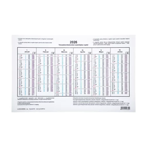 TB számfejtési naptár A.3516-38/2026