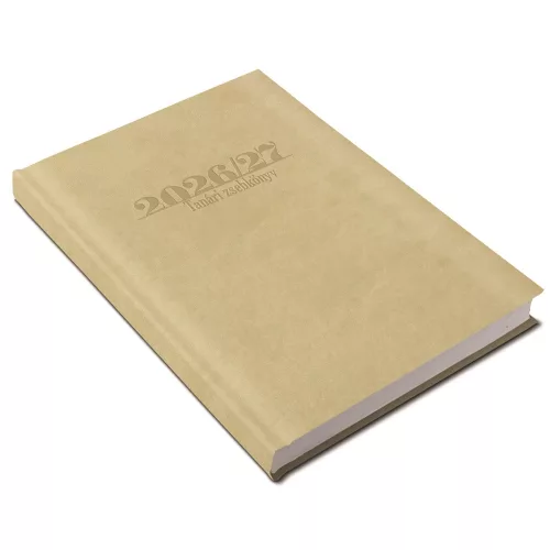 Tanári határidőnapló A5, műbőr 150mmx210mm, fehér lapokkal drapp 2026/2027 Realsystem