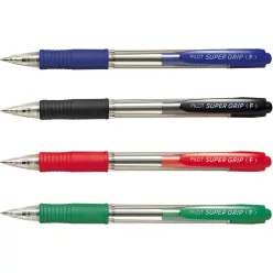   Golyóstoll 0,7 nyomógombos Super Grip Fine Pilot, írásszín fekete