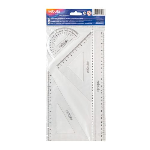 Vonalzókészlet, 4 db-os, 30 cm-es vonalzóval, Nebulo
