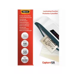   Lamináló fólia, 83x113mm, 125 mikron, fényes, 100 db/doboz, Fellowes®