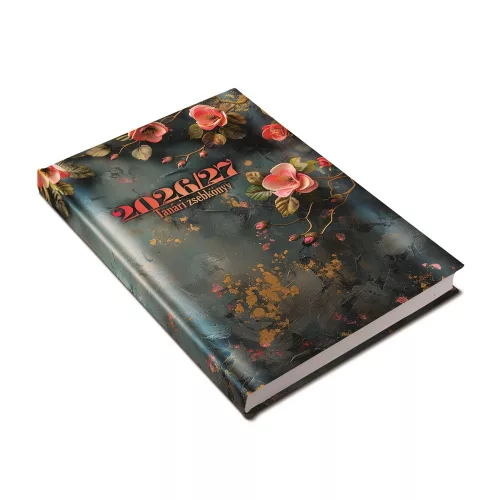 Tanári határidőnapló A5, műbőr 150mmx210mm, fehér lapokkal virágminta 2026/2027 Realsystem