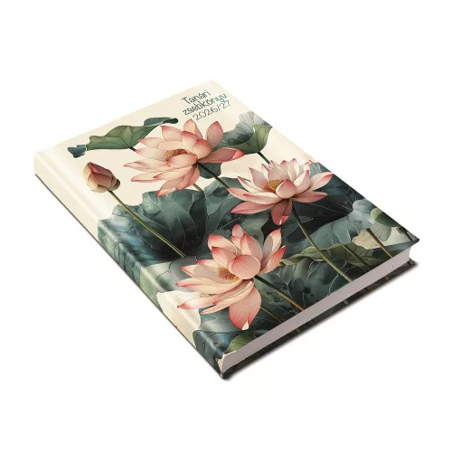 Tanári határidőnapló A5, műbőr 150mmx210mm, fehér lapokkal lótusz 2026/2027 Realsystem