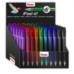   Golyóstoll kupakos 0,35mm, háromszög fogózóna Pentel Feel it BX487-5E 60 db-os display