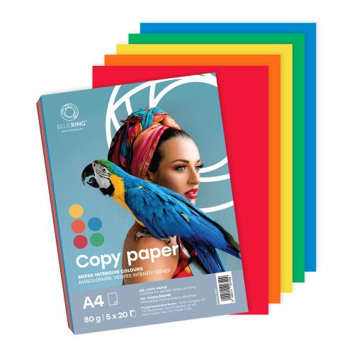 Másolópapír, színes, vegyes színek A4, 80g Bluering® 5x20 ív/csomag, intenzív mix