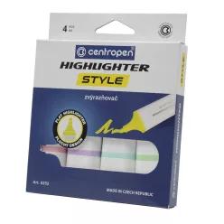   Szövegkiemelő  készlet 1-4,6mm, vágott hegyű, Centropen 6252 pasztell, 4 klf. szín
