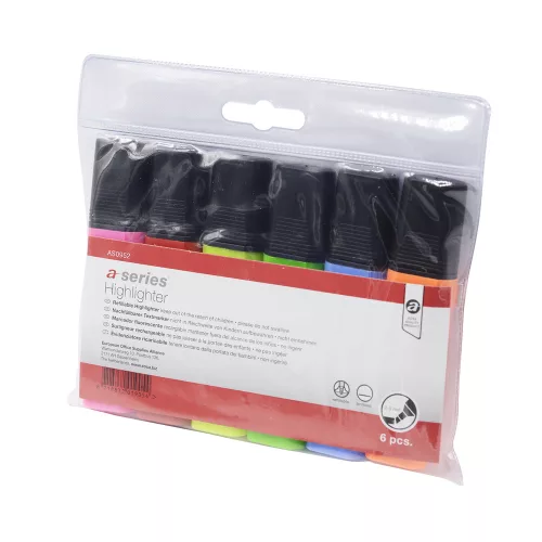 Szövegkiemelő 1-5mm, vágott hegyű, lapos test, A-Series 6-os készlet