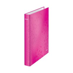   Gyűrűskönyv A4, Maxi 4cm, 2 gyűrű, D alakú, karton Leitz Wow rózsaszín