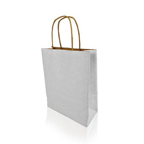 Sodrottfüles papírtáska 185x240mm 80mm talp S méret 250 db/doboz, fehér