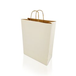   Sodrottfüles papírtáska 320x420mm 150mm talp L méret 200 db/doboz, fehér