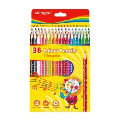   Színes ceruza készlet 18 cm háromszögletű Keyroad 36 klf. szín