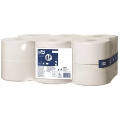  Toalettpapír 2 rétegű közületi átmérő: 18,8 cm 850 lap/170 m/tekercs 12 tekercs/karton Mini Jumbo T2 Tork_120278 fehér