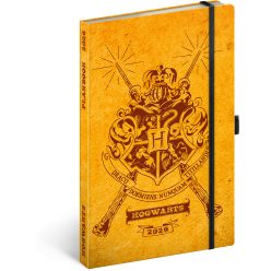   Keménytáblás notesz krémszínű lapokkal leszorító gumiszalaggal Harry Potter-Hogwarts 130x210mm, Presco