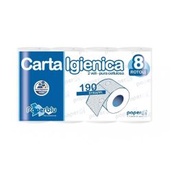   Toalettpapír 2 rétegű kistekercses 100%cellulóz 190 lap/19,95 m/tekercs 8 tekercs/csomag Paperblu Carta Igienica_Paperdi