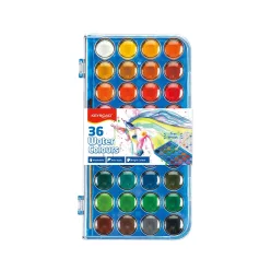   Vízfesték készlet, 36 db-os, 23 mm festékgombokkal, ecsettel, Keyroad