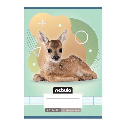 Füzet, A5, 1. osztályos vonalas, 14-32, Állatos minták, 16 db/csomag Nebulo
