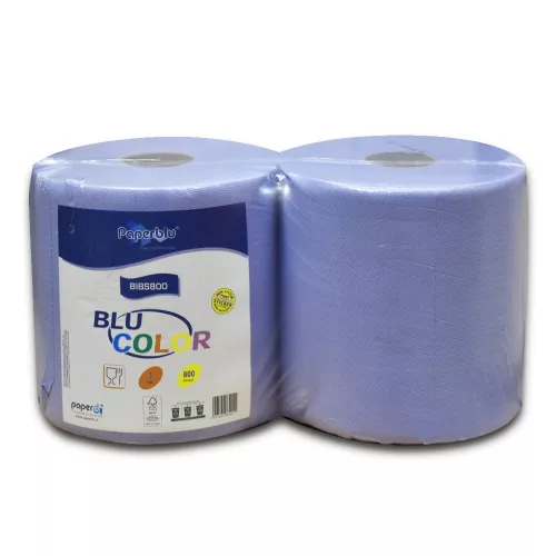 Kéztörlő 3 rétegű tekercses átmérő: 26 cm 100% cellulóz 192 m/tekercs 2 tekercs/csomag BLU COLOR Paperdi_BIBS800 kék
