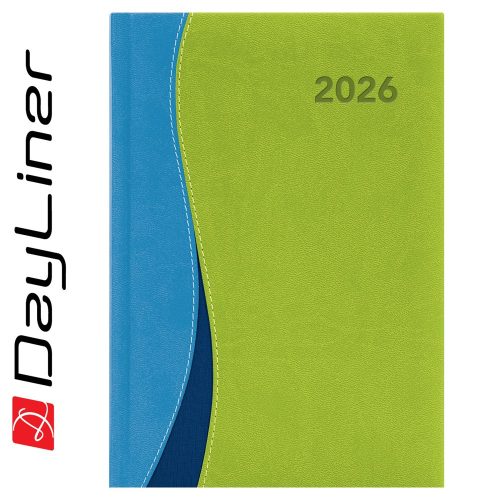 Határidőnapló Dubai A5 napi, fehér lapokkal kék-zöld Dayliner 2026.