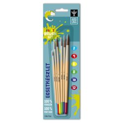   Ecsetkészlet, 2, 4, 6, 8, 10, 12, natúr fanyelű,kerek 6 darabos klt. Ars Una