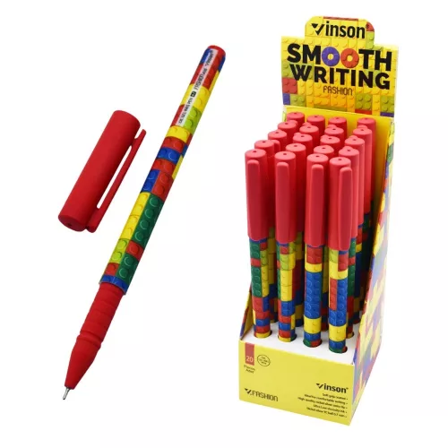 Golyóstoll kupakos, 0,7mm Vinson A16 vegyes test displ 20 db/display