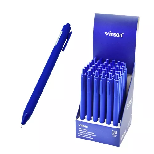 Golyóstoll nyomógombos 0,7mm Vinson Connect S1 kék test