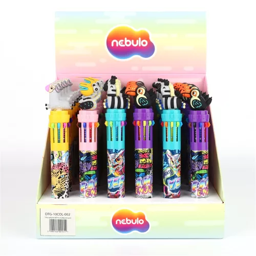 Golyóstoll 10színű, safari, 30 db/display Nebulo