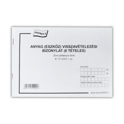   Készlet visszavételezési bizonylat 8 tételes 25x4 lapos tömb A/5 fekvő B.12-123/V Bluering