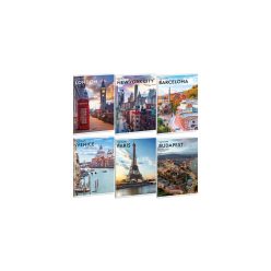   Füzet iskolai A4, 40lap, vonalas Ars Una CITYSCAPE 10db/csomag