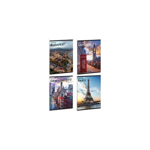 Füzet iskolai A5, 40lap, vonalas Ars Una CITYSCAPE 10db/csomag