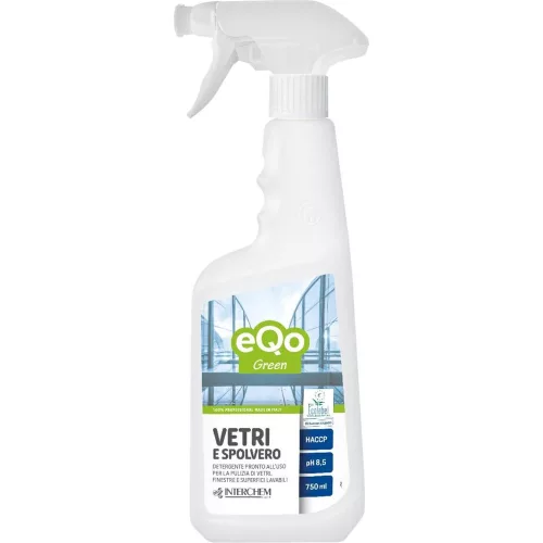 Üveg- és felülettisztítószer szórófejes 750 ml EcoVetri E Spolvero Verde