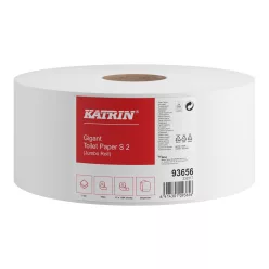   Toalettpapír 2 rétegű közületi átmérő: 18 cm 1304 lap/149,96 m/tekercs 12 tekercs/csomag Katrin Jumbo_93656 fehér