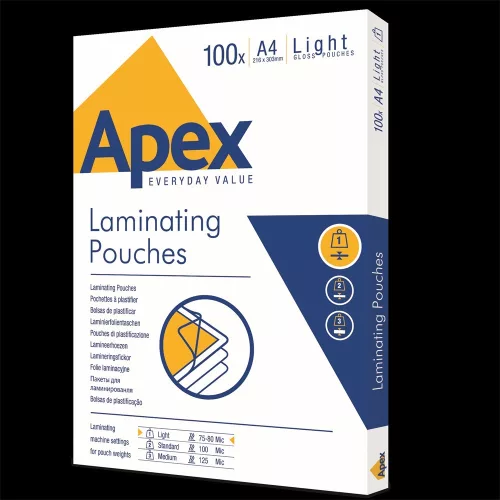 Lamináló fólia A4, 80 mic. 100 db/doboz, Apex Light