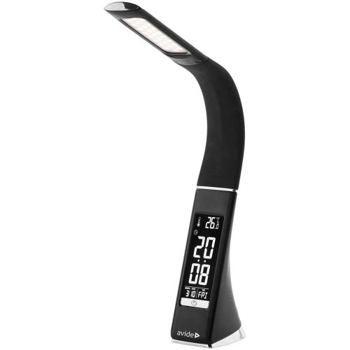 Asztali LED lámpa, kijelzős, 6W, 5000K, AVIDE, fekete