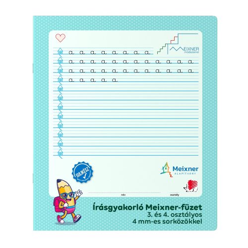 Füzet iskolai, 32lap, írás gyakorló 3. és 4.osztályos álló Süni Meixner
