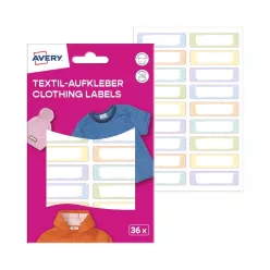   Etikett ruhacímke iskolai, 45 x 13 mm 36 címke/2 ív, Avery pasztell